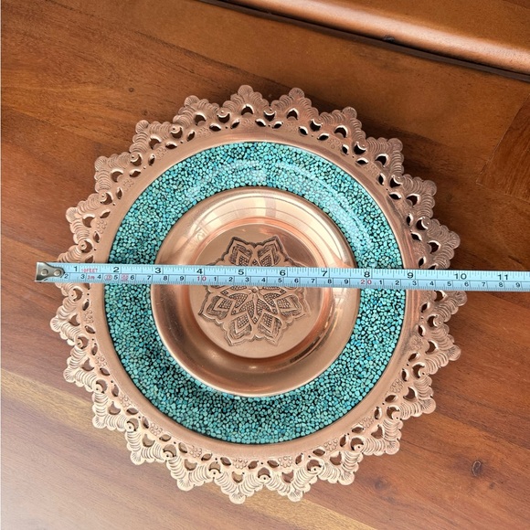 Handcrafted Copper and Turquoise Decorative Plate - Picture 5 of 5